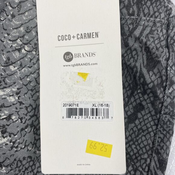 Coco + Carmen Skirt Womens XL Gray Reptile Raw Hem‎ Knee Length Back Pockets - Picture 12 of 12